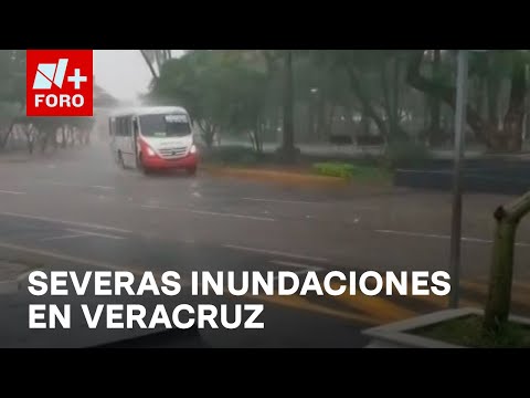 Reportan severas inundaciones en el Puerto de Veracruz por fuertes lluvias - A Las Tres