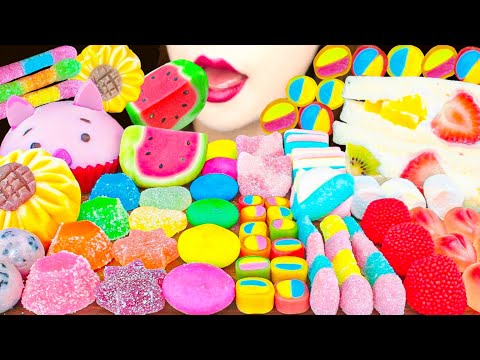 【ASMR】CUTE COLORFUL SWEETS🌈MUKBANG 먹방 食べる音 EATING SOUNDS NO TALKING