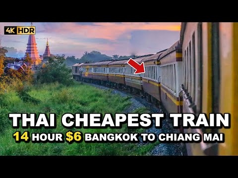 🇹🇭 4K HDR | 14 Hour Journey from Bangkok to Chiang Mai by 3rd Class Thailand LOCAL TRAIN