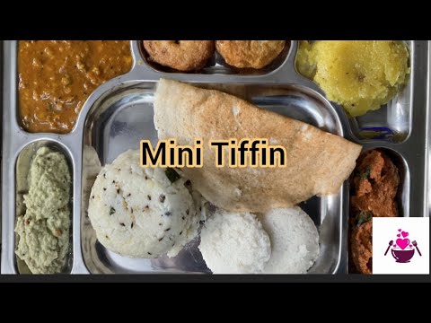 Mini Tiffin - Kesari , Medu Vada , Coconut Chutney , Red Chutney , Ven Pongal , Idli , Dosa , Sambar