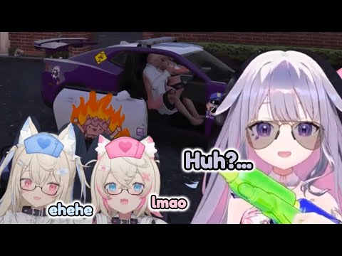 FUWAMOCO demolished Biboo's car... [hololive / fuwamoco biboo]