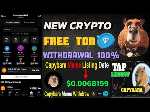 New CapyBara Meme Crypto 😱 !! CapyBara Meme Listings Date 🔥 !! Free Ton Withdrawal Capybara Meme 🔥