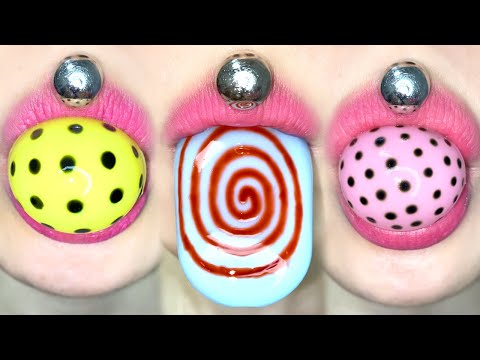 ASMR DOT JELLY LOLIPOP BALL PUDDING MUKBANG 점박이 젤리 롤리팝 푸딩 환공포증 젤리 입술먹방