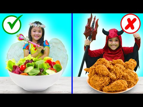 Healthy vs Unhealthy Eating Fight for Kids by Annie of Kidsplay