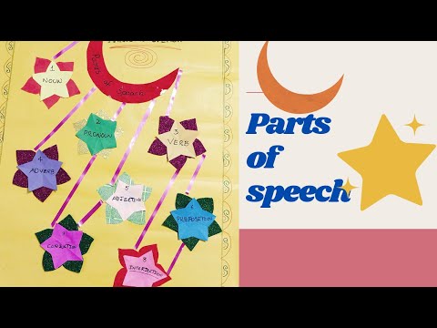 parts of speech on chart/moon and star paper cutting easily/parts of speech project