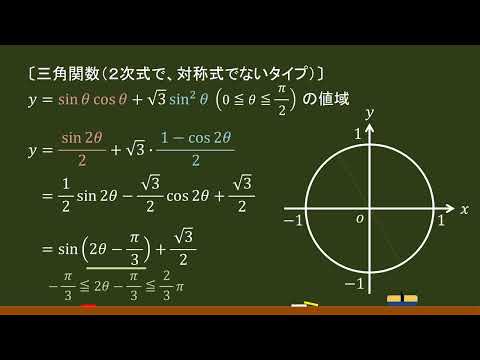 〔三角関数〕値域（２次式・対称式でないタイプ）－オンライン無料塾「ターンナップ」－