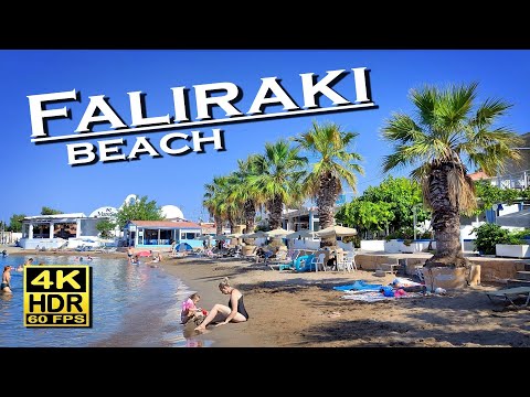 Faliraki Beach Walk Rhodes Greece in 4K 60fps HDR (UHD) Dolby Atmos 💖 The best places 👀 walking tour