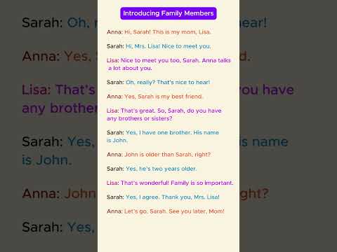 English conversation - Introducing Family Members. #Shorts