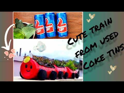 DIY Best out of waste coke tin bottles//Cute train from used coke tins