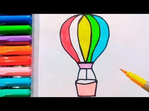 Drawing and Painting Hot Air Balloon for Kids & Toddlers | Simple Drawing, Coloring #drawing