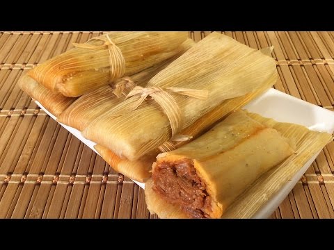 How To Make Tamales, Mexican Food Recipes Chicken Pork Cheese Dough Masa Sauce Spreader