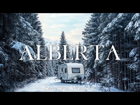 Alberta 4K - Snowy Peaks and Frozen Lakes Showcasing Winter Serenity - Meditation Relaxing Music