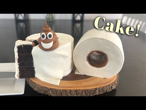 How to Make A TOILET PAPER ROLL CAKE with Fondant Poop Emoji!