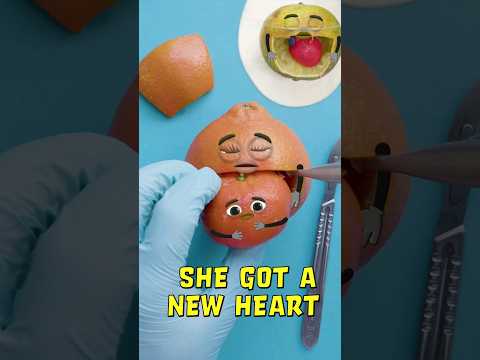 Orange C-Section - Fruitsurgery ends Heart-Breaking for 2 BABIES🥹💔 #foodsurgery #animation #cute