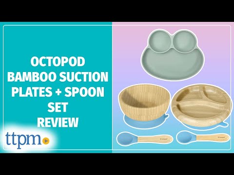 Octopod Bamboo Suction Plate + Spoon Sets and Silicone Grip Plates