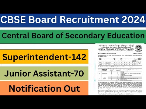 CBSE Board Superintendent & Junior Assistant Recruitment 2024|Detailed notification Out|Apply Now|