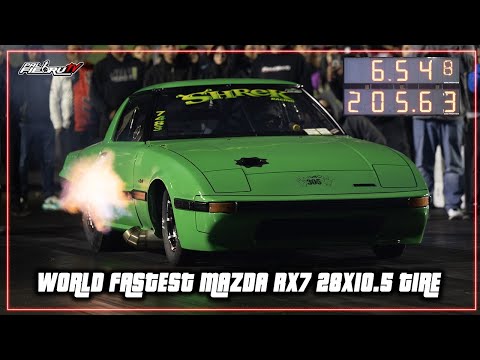 World Fastest Mazda Rx-7 28x10.5 tire - El Shrek 6.54 @205mph - Orlando Speedworld - PalfiebruTV