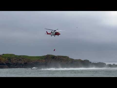 Rescue 116 winching at Lambay Island during rescue operation on 3 May, 2024.