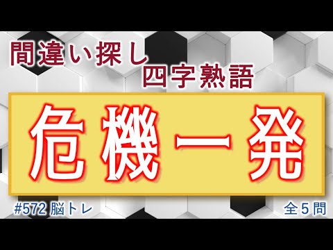 【脳トレ #572】間違い探し 四字熟語　全5問 脳トレ問題 ≪チャプター入り≫