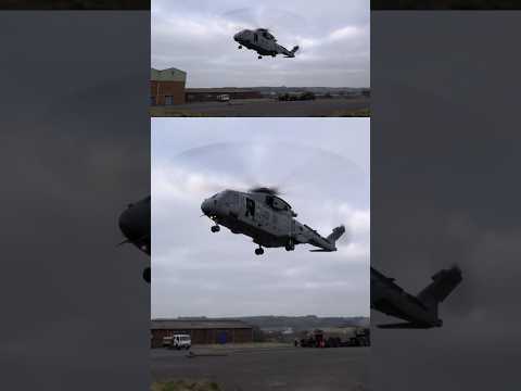 Royal Navy Merlin helicopter takeoff