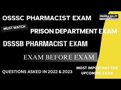 PHARMACIST EXAM PREPARATION | OSSSC PHARMACIST EXAM | PRISON DEPARTMENT | DSSSB PHARMACIST EXAM