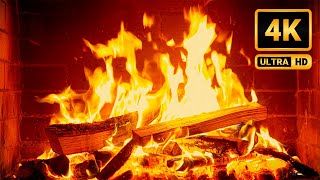 🔥Elegant Instrumental Christmas Music Fireplace🎄4K Cozy Christmas Fireside Atmosphere & Burning Logs