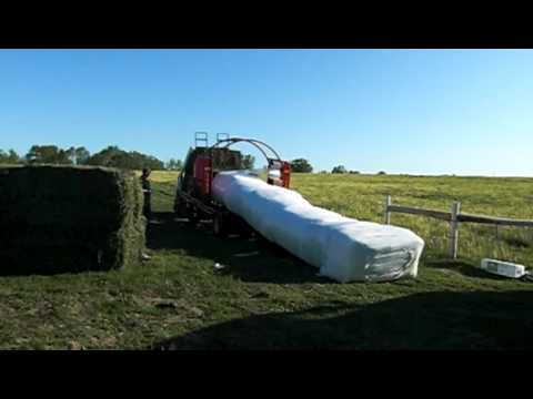 Wrapping hay bails on the farm...