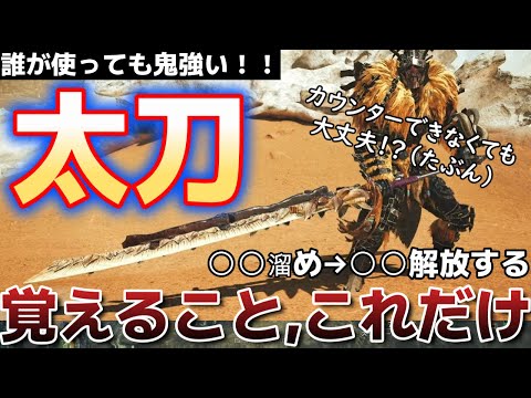 【モンハンワイルズ】たぶん過去一簡単な「太刀」  これだけ覚えたら何とかなります！新技からの一連の流れが楽！【MHWilds】【OBT2】