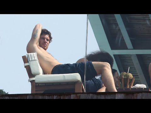 Shawn Mendes relaxes poolside before Rock in Rio Performance