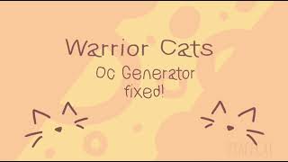 Warrior Cats Oc Generator (Fixed!)