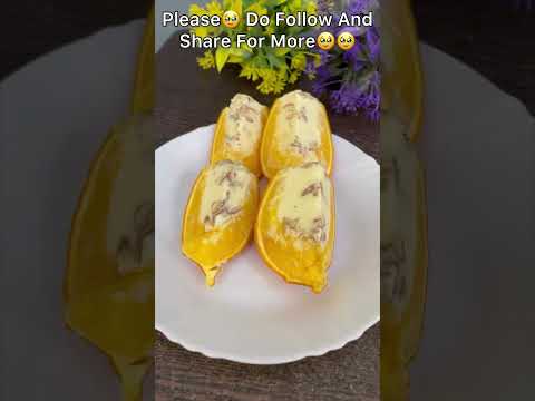 Homemade Stuffed Icecream Recipe | Orange Icecream Recipe #stuffed #recipe #icecream #shorts