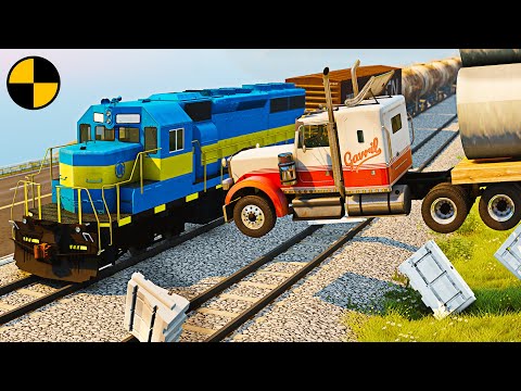 Trains and Car Сrashes #3 😱 BeamNG.Drive