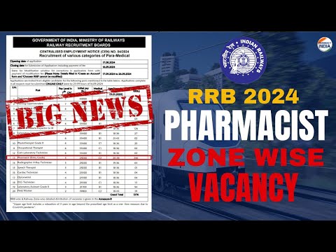 👩‍🏫RRB Pharmacist Zonal Wise Vacancy Announcement | Check Complete Details Now