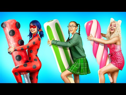 I Survive Superhero School/LadyBug Vs Spiderman Vs Vampire/What If Gadgets From Tik Tok Were People!