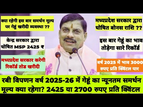 मध्यप्रदेश में रबी विपणन वर्ष 2025-26 में गेहूं का न्यूनतम समर्थन मूल्य क्या रहेगा ? 2425 या 2700 ₹।