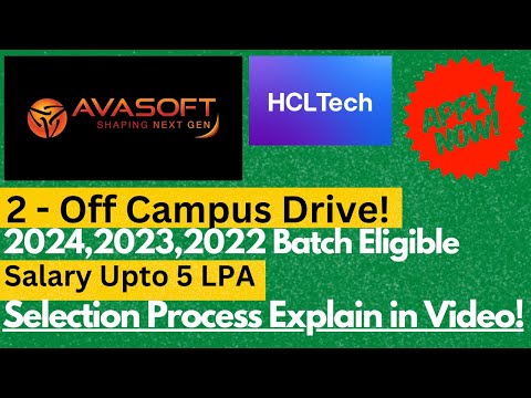 HCLTech & AVASOFT Off Campus Driev 2024,2023 & 2022 Batch Eligible | Salary Upto 5 LPA🔥🔥