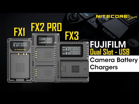 Nitecore Chargers for Fujifilm Camera Battery- FX1, FX2 PRO, FX3 - 2-Slot USB Battery Chargers