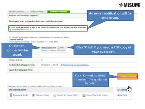 Convert your quotation to order in MISUMI Web Ordering System (WOS)