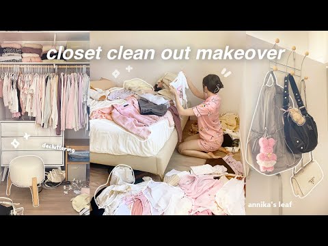 HUGE closet deep clean out🌷 decluttering & organization, getting rid of half my wardrobe*satisfying*