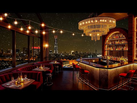 Sweet Saxophone Jazz Music in Rooftop Bar Ambience ~ Relaxing Background Music for Stress Relief