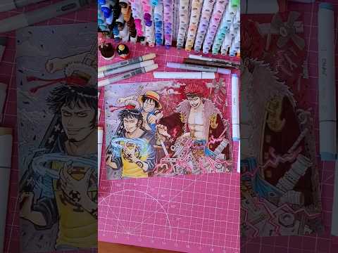 One Piece fan art illustration process | alcohol markers #Shorts #art #animeart #onepiece #luffy