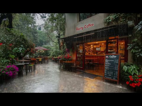 Relaxing Rain & Stress Relief 🌧️ Ideal for a Calm Day 🌧️ Rain Ambience at the Café ☕️ ASMR 🍃