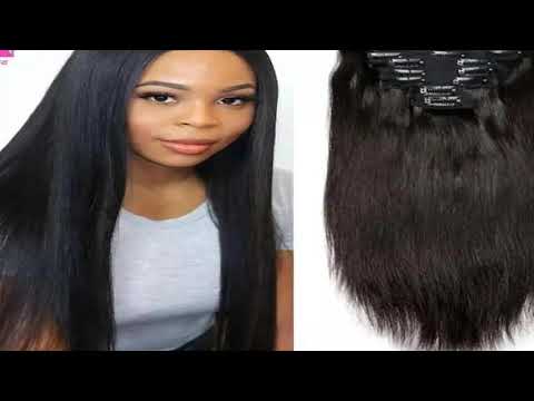 Clip In Hair Extensions Human Hair Brazilian Straight Clip In Natural Black Colo