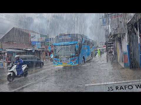 heavy rain in my cold village | walking in the rain | fell asleep immediately to the sound of rain