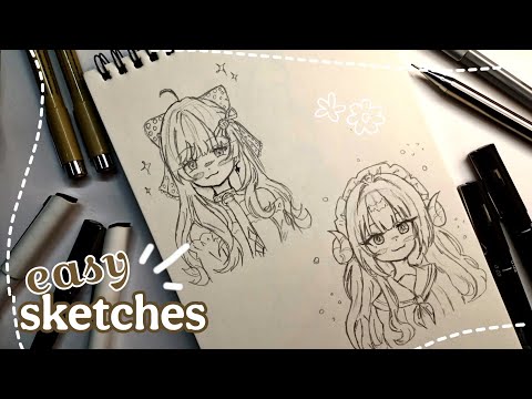 cute easy random anime character sketches ✨ #drawing #anime