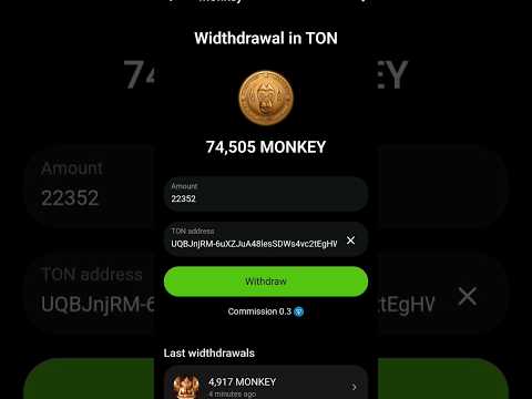 💲टोन Coins Claim गैस 🤑फीस Free.! ⏩New प्रोजेक्ट MONKEY Withdrawal स्टार्ट Now #monkey #trending