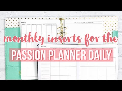 Monthly Inserts for Passion Planner Daily