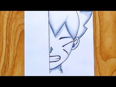 Easy anime sketch |How to draw boruto Uzumaki half face |Drawing