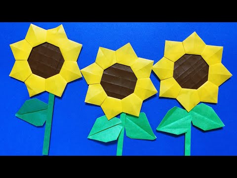 【夏の折り紙】簡単で可愛いひまわりの折り方　夏の花　ヒマワリの壁面飾り　Origami Sunflower