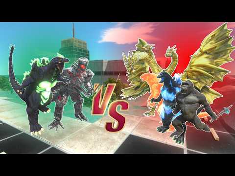 Angry Super Godzilla Rescue Mechagodzilla from King Ghidorah in Animal Revolt Battle Simulator